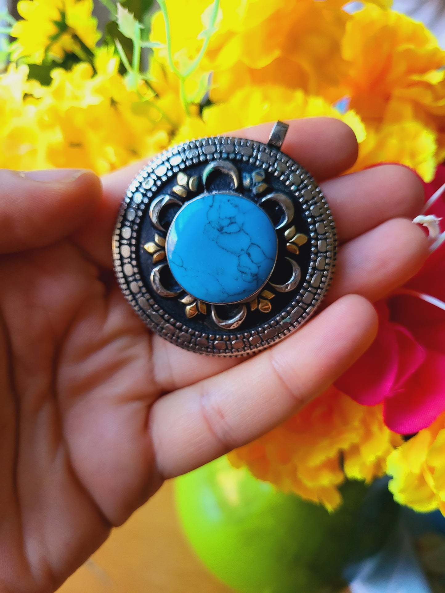 Turquoise Turkman vintage design pendent