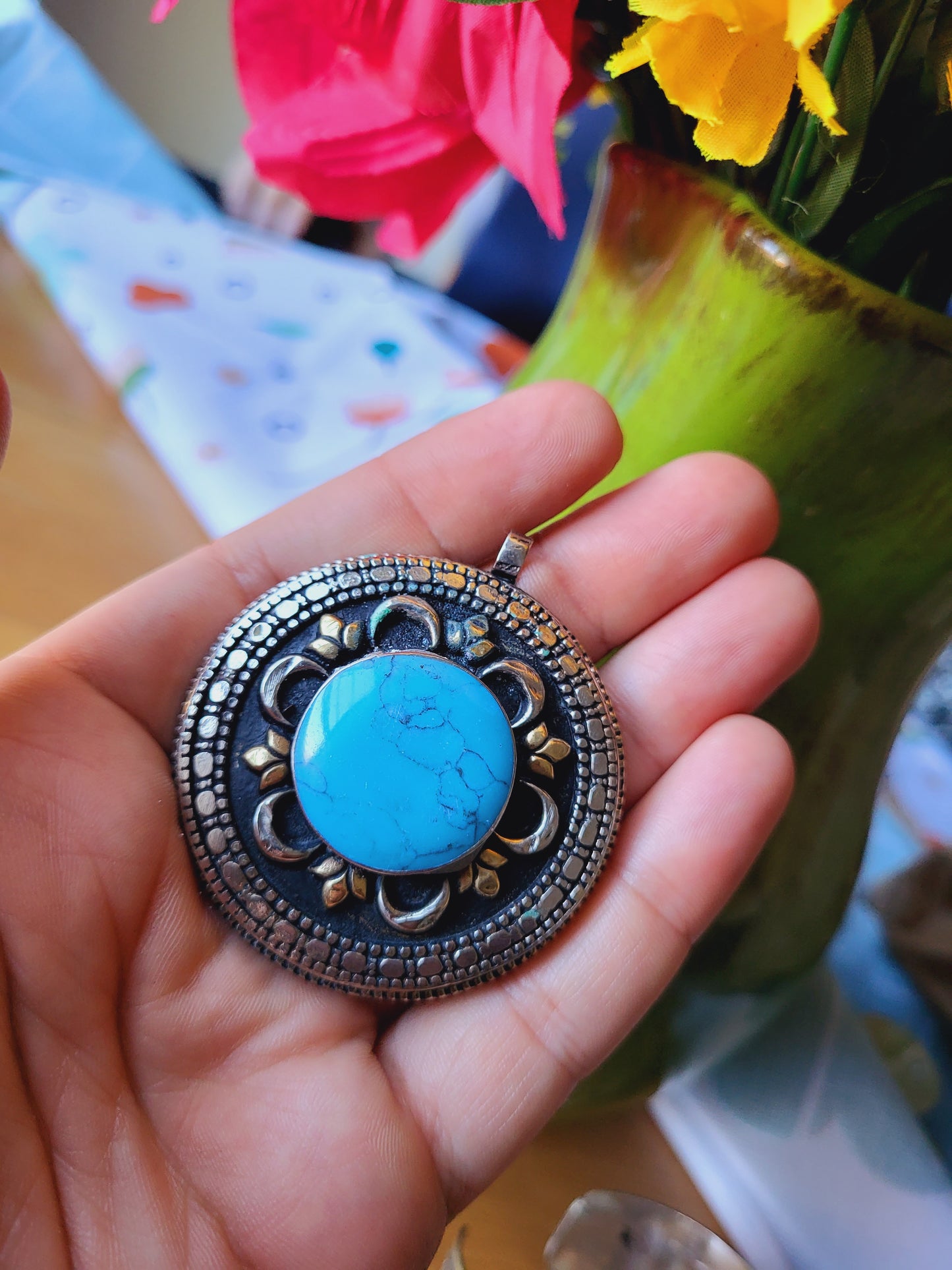 Turquoise Turkman vintage design pendent