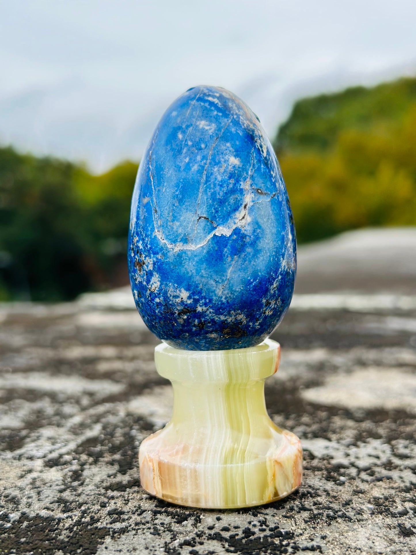 Lapis Lazuli Egg Combine With Gold Pyrite