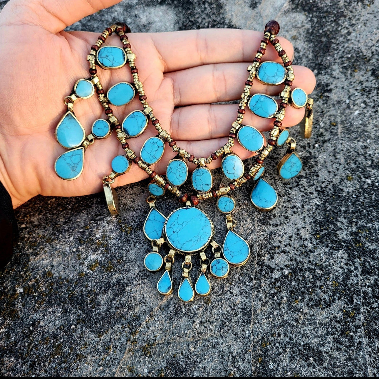 Afghan Turkmen Vintage design Turquoise Necklace